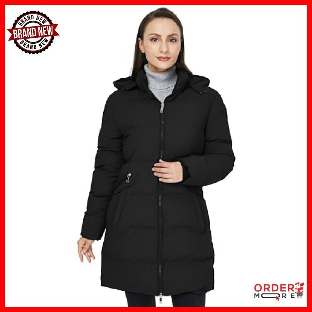 Women's Winter Puffer Parka Coat with Removable Hood Slim Fit - Picture 4 of 8